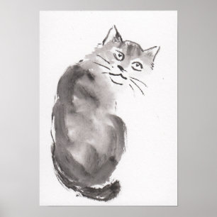 Lin Li(LinLi888) Art Print Sumi-E Cat 21012901 Poster