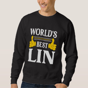 Lin Surname Funny Team Familj Efternamn World's Be Lång Ärmad Tröja