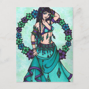 Lina Flower Goddess Belly Dancer Art Vykort