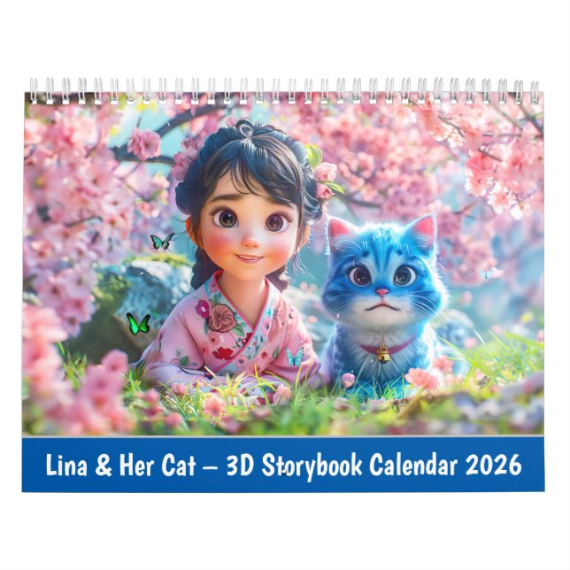 Lina & Her Cat – 3D Storybook Calendar 2026 Kalender (Omslag)
