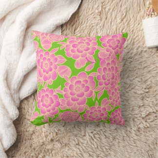 Lina 💚💗 Limegrön Barock Blomma Kudde