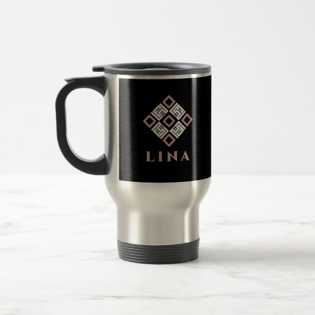 LINA Namn Mugg | Modern Kufisk Geometrisk Mönster  (Vänster)