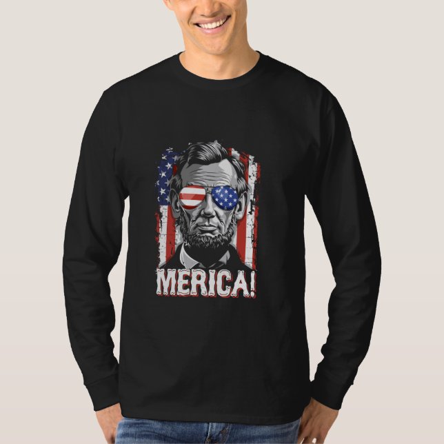 Lincoln 4:e juli: Merica Abe Boys Manar Women Amer T Shirt (Framsida)