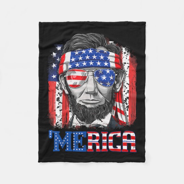 Lincoln 4:e juli Merica Manar Women American Flagg Fleecefilt (Framsidan)