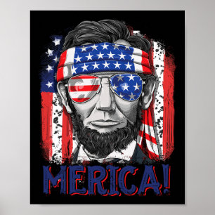 Lincoln 4:e juli Merica Manar Women American Flagg Poster