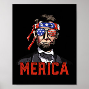 Lincoln 4 juli Merica Abe Pojkar Män Kvinnor Amer Poster