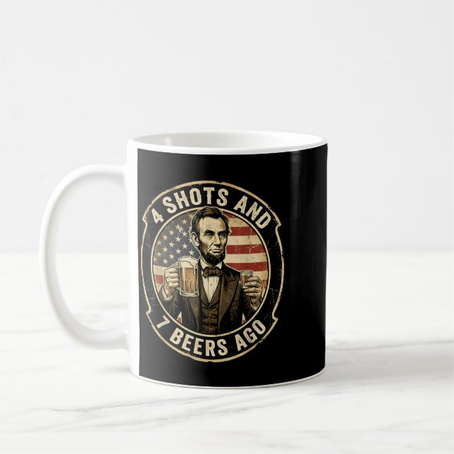 Lincoln 4 Shots och 7 Öler Sedan Drickfest Kaffemugg (Vänster)