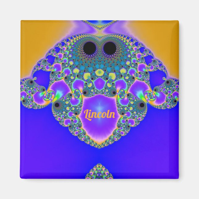 LINCOLN ~ Abstrakt Mönster ~ Blue Lila Gult ~ Magnet (Framsidan)