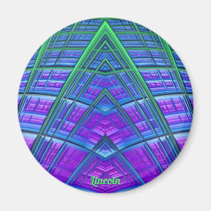 LINCOLN ~Blue, Grönt och Lila ~Abstrakt Fractal Magnet