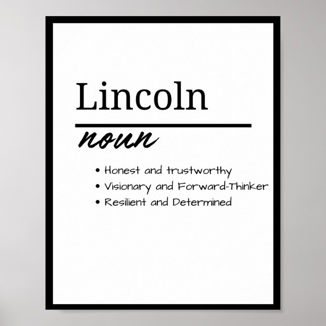 Lincoln, Boy Personlig Namn Definition Poster (Framsidan)
