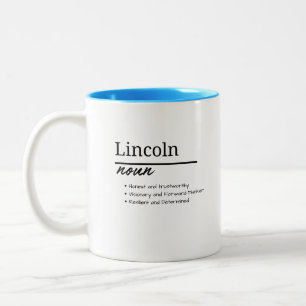 Lincoln, Boy Personlig Namn Definition Två-Tonad Mugg