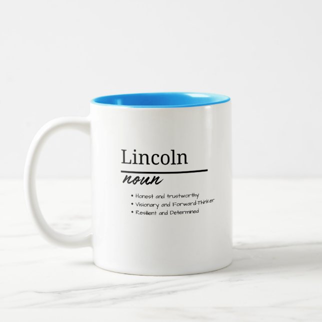 Lincoln, Boy Personlig Namn Definition Två-Tonad Mugg (Vänster)