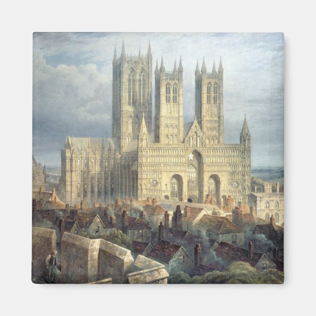 Lincoln Cathedral från norra Västern, 1850 Magnet (Framsidan)