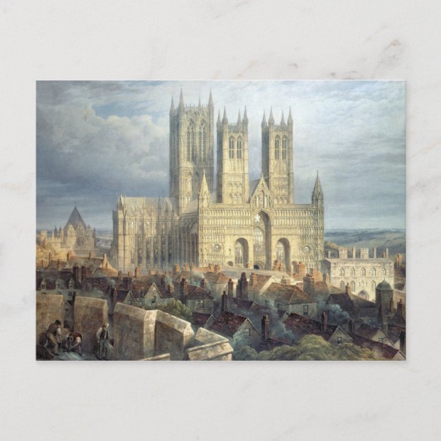 Lincoln Cathedral från norra Västern, 1850 Vykort (Framsida)