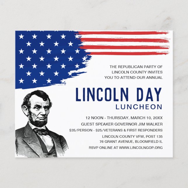 Lincoln Day Luncheon Fundraiser Event Inbjudan (Framsida)