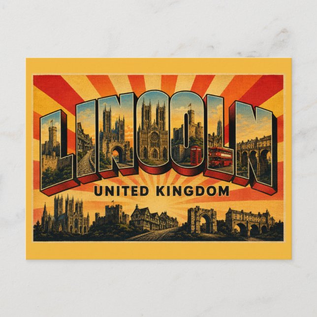 Lincoln England Katedralstad Vintage Vykort (Framsida)
