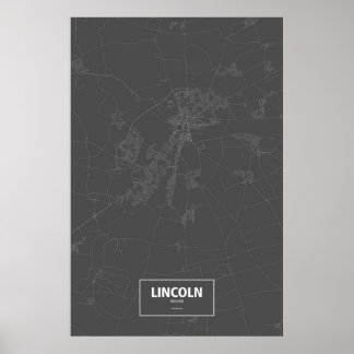 Lincoln, England (vitt på svart) Poster