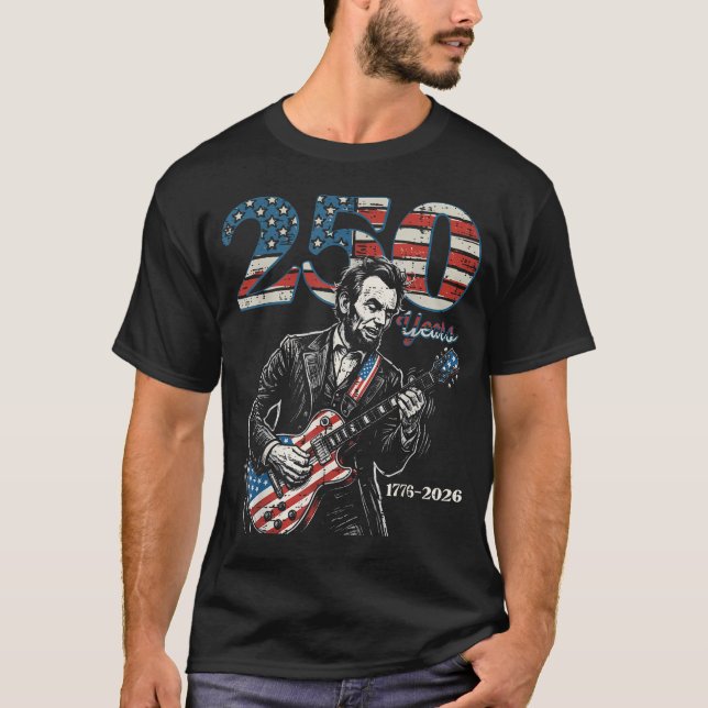 Lincoln Gitarr Usa 250 År 250-årsjubileum T Shirt (Framsida)
