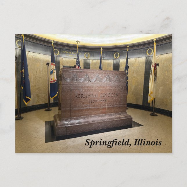 Lincoln Grav i Springfield Illinois Helg Vykort (Framsida)