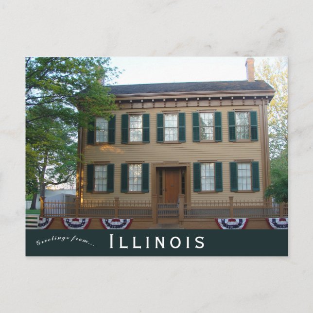 Lincoln Home Springfield Illinois Vykort (Framsida)