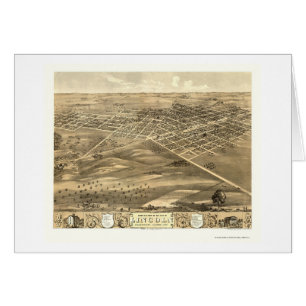 Lincoln IL panorama- karta - 1869 Hälsningskort