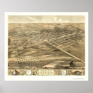 Lincoln IL panorama- karta - 1869 Poster