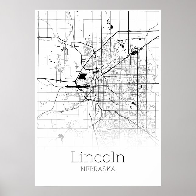 Lincoln Karta - Nebraska - City Karta Poster (Framsidan)