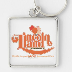 Lincoln Land Amusement Park, Effingham, Illinois Fyrkantig Silverfärgad Nyckelring