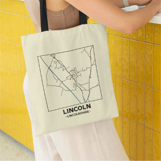 Lincoln, Lincolnshire City Map Tote Bag Tygkasse