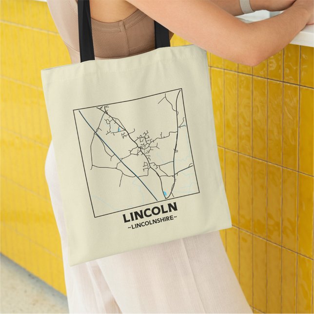 Lincoln, Lincolnshire City Map Tote Bag Tygkasse (Skapare uppladdad)