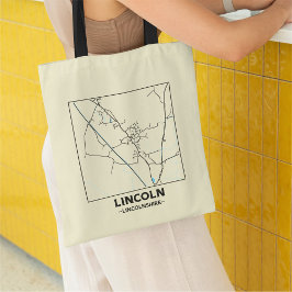 Lincoln, Lincolnshire Stadskarta Totebag Tygkasse