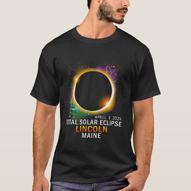 Lincoln Maine Total Solar Eclipse 2024 T Shirt (Framsida)