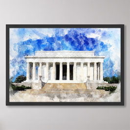 Lincoln Memorial-fasad i vattenfärg Fototryck