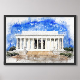 Lincoln Memorial-fasad i vattenfärg Fototryck