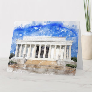 Lincoln Memorial-fasad i vattenfärg Tack Kort