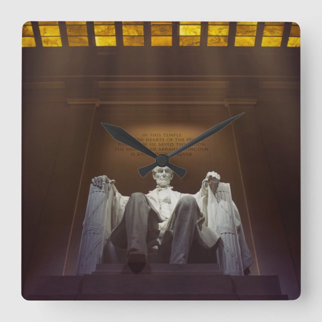 Lincoln Memorial-status med inskrift Fyrkantig Klocka (Framsida)
