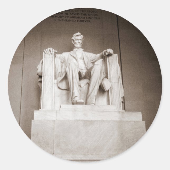 Lincoln Memorial Stickers Runt Klistermärke (Framsida)