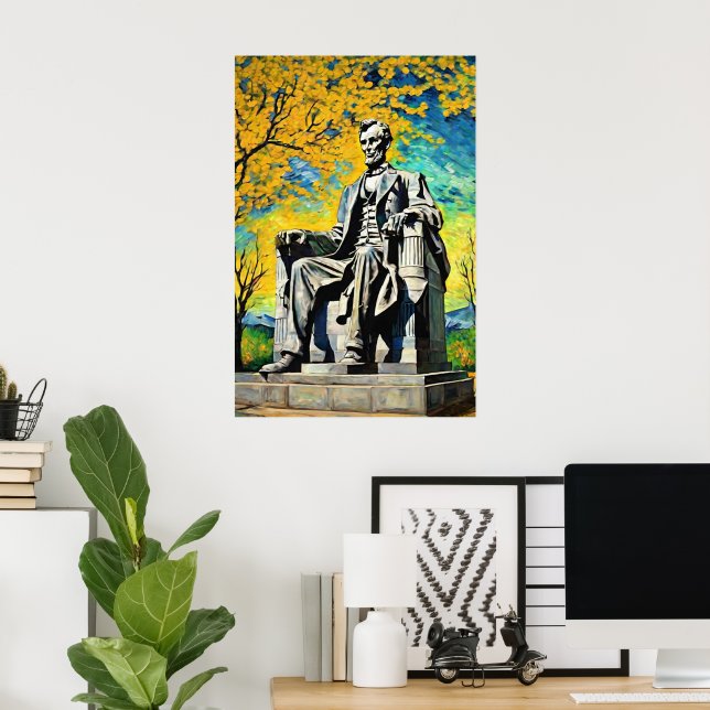 Lincoln Memorial Van Gogh Painting Stil Art Poster (Hemmakontoret)
