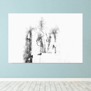 Lincoln Memorial, vattenfärg och blyertspenna teck Canvastryck