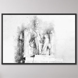 Lincoln Memorial, vattenfärg och blyertspenna teck Fototryck