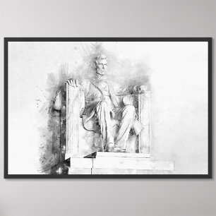 Lincoln Memorial, vattenfärg och blyertspenna teck Fototryck