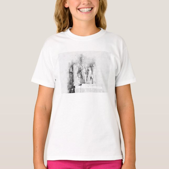 Lincoln Memorial, vattenfärg och blyertspenna teck T Shirt (Framsida)