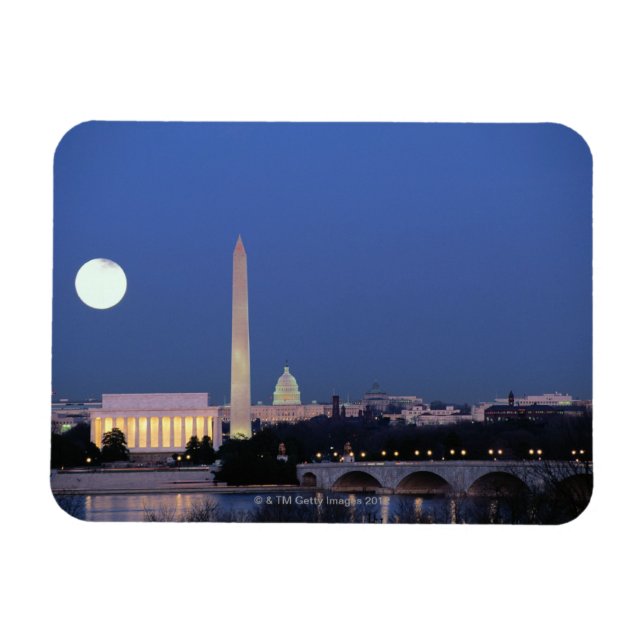 Lincoln Memorial, Washington Monument, USA Magnet (Horisontell)