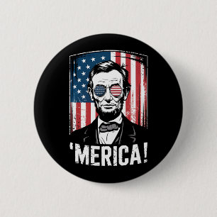 Lincoln Merica 4:e Juli Amerikansk Flagga Vintage Knapp