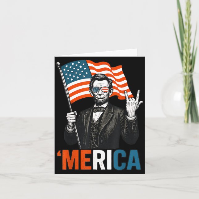 Lincoln Merica Rock Rolig 4:e Juli Amerikansk Kort (Framsida)