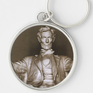 Lincoln minnesmärkenyckelring rund silverfärgad nyckelring