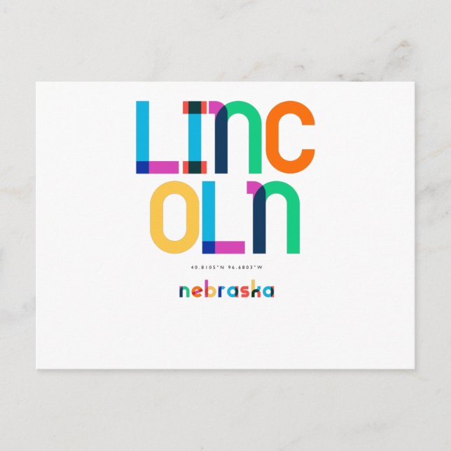 Lincoln Nebraska Mid Century, Pop Art Vykort (Framsida)