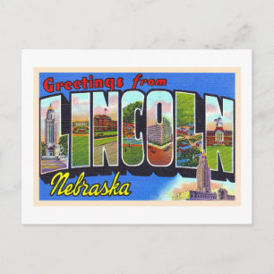 Lincoln Nebraska NE Vintage Large Brev vykort