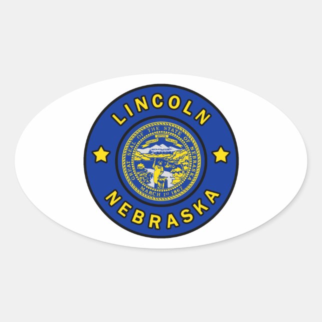 Lincoln Nebraska Ovalt Klistermärke (Framsida)