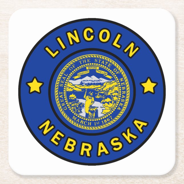 Lincoln Nebraska Underlägg Papper Kvadrat (Framsidan)